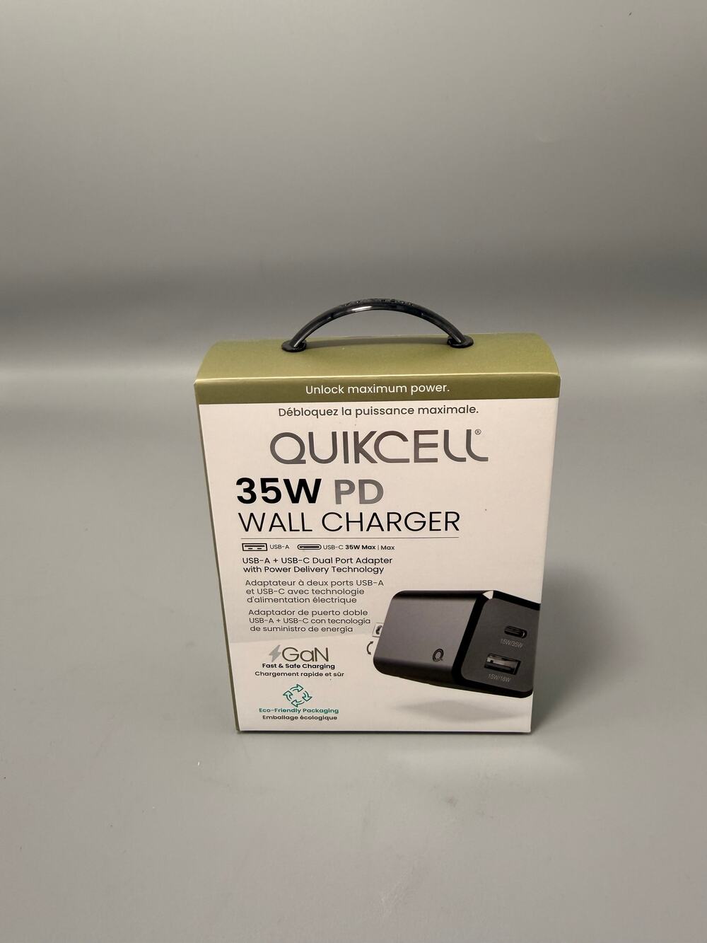 Quikcell 35W PD Wall Charger USB-C USB-A Dual Port GaN Fast Charging Adapter